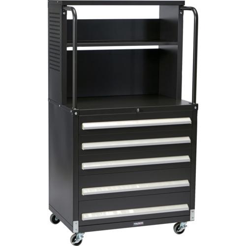■TRUSCO ラック付キャビネットワゴン ブラック〔品番:WLVR851CRBK〕【6931976:0】[送料別途見積り][法人・事業所限定][直送][店頭受取不可]｜ホームセンターバロー　店