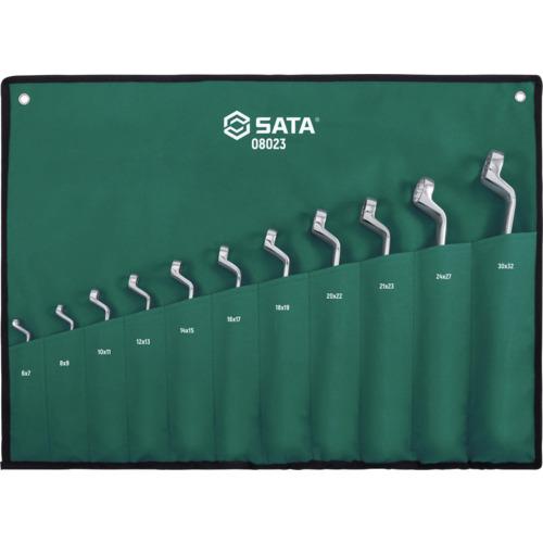 ■SATA 両口めがねレンチセット(11点)70°〔品番:08023〕【6957714:0】[店頭受取不可]
