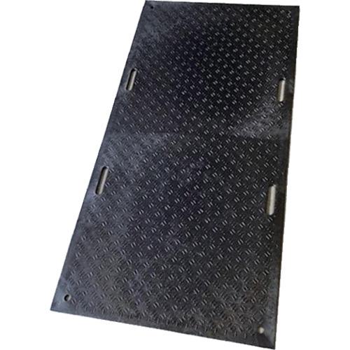 ■ウッドプラスチック 工事用敷板 Wボード 片面凸 カラー:黒 1219mm&times;2438mm(持ち手4)〔品番:B122415BKM4K4〕【6959258:0】[法人・事業所限定][直送元][店頭受取不可]｜ホームセンターバロー　店