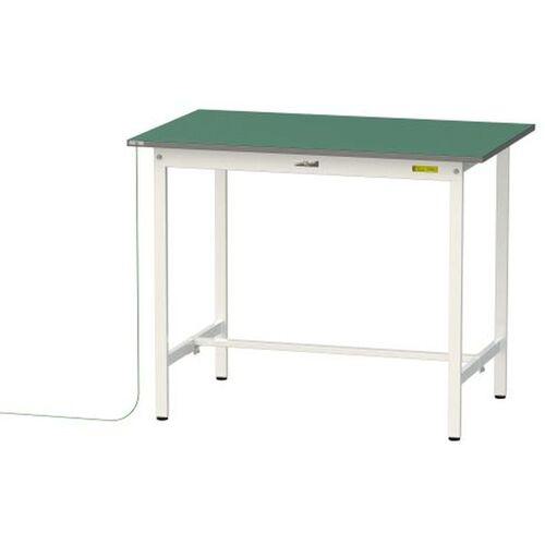 ■ヤマテック ワークテーブル150シリーズ 導電性ゴムマット貼りタイプ 固定式 W1200&times;D750&times;H950mm 緑マット/シルキーホワイト〔品番:SUPEH1275WW〕【6963226:0】[法人・事業所限定][直送元][店頭受取不可]｜ホームセンターバロー　店