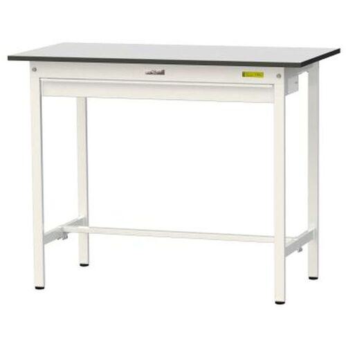 ■ヤマテック ワークテーブル150シリーズ 固定式 ワイド引出し付 RoHS2指令対応塩ビシート天板 W1200×D600×H950mm ライトグレー/シルキーホワイト〔品番:SURH1260WGYW〕【6963230:0】[法人・事業所限定][直送元][店頭受取不可]
