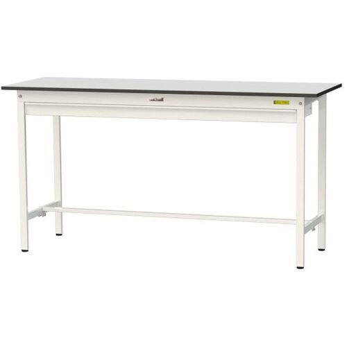 ■ヤマテック ワークテーブル150シリーズ 固定式 ワイド引出し付 RoHS2指令対応塩ビシート天板 W1800×D600×H950mm ライトグレー/シルキーホワイト〔品番:SURH1860WGYW〕【6964844:0】[法人・事業所限定][直送元][店頭受取不可]