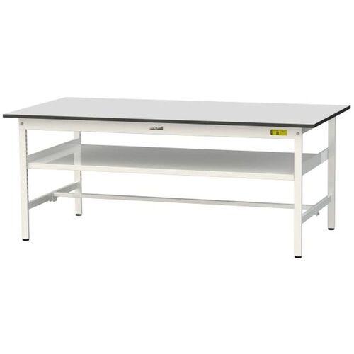 ■ヤマテック ワークテーブル150シリーズ 固定式 中間棚板付 RoHS2指令対応塩ビシート天板 W1800&times;D900&times;H740mm ライトグレー/シルキーホワイト〔品番:SUR1890FGYW〕【6966382:0】[法人・事業所限定][直送元][店頭受取不可]｜ホームセンターバロー　店