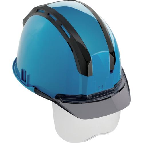 ■タジマ ヘルメット セフメット(セフ取付溝付ヘルメット) ブルー スモーク シールド付〔品番:HSBLCSSB〕【6969816:0】[店頭受取不可]