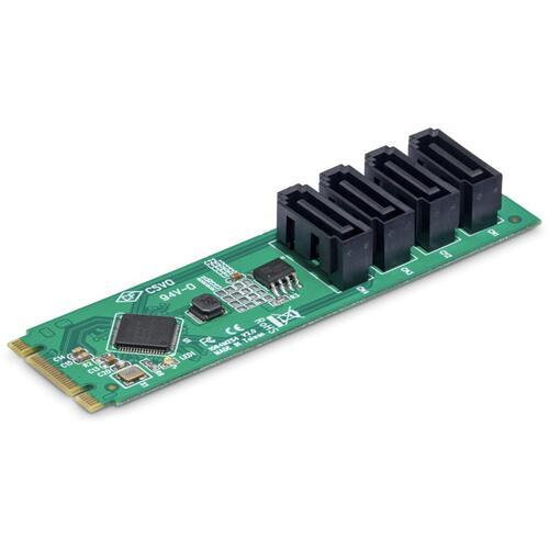 ■StarTech M.2 SATAアダプターカード/M.2 NVMe - 4x SATA HDD/SSD/各種OS/SATA拡張 増設用〔品番:4PSATAM2ADAPTER〕【6971398:0】[法人・事業所限定][直送元][店頭受取不可]