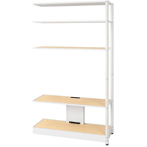 ■NAIKI シェルフラック(モニターユニット メレム MU型/天板:シルクウッド 本体:サテンホワイト/W1225×H2103〔品番:MU1221RMLSWS〕【6983326:0】[送料別途見積り][法人・事業所限定][掲外取寄][店頭受取不可]