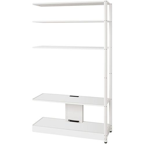 ■NAIKI シェルフラック(モニターユニット メレム MU型/天板:サテンホワイト 本体:サテンホワイト/W1225×H2103〔品番:MU1221RMLSWSW〕【6983330:0】[送料別途見積り][法人・事業所限定][掲外取寄][店頭受取不可]