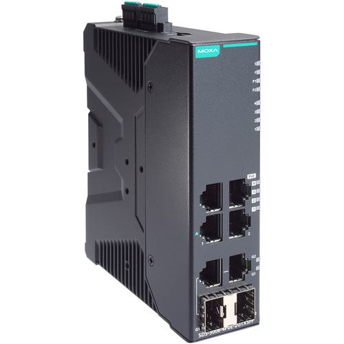 ■MOXA 産業用ギガビットスマートイーサネットスイッチ6ポート(RJ-45×4、光ファイバ×2、POE×4)〔品番:SDS30064POE2GTXSFP〕【6985072:0】[送料別途見積り][法人・事業所限定][掲外取寄][店頭受取不可] 91,113円