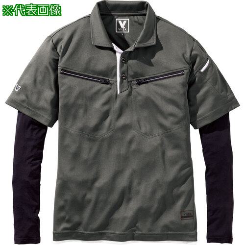 ■VILEA フェイクレイヤード半袖ポロシャツ LL チャコール《3着入》〔品番:606LL73〕【6986432×3:0】[送料別途見積り][掲外取寄][店頭受取不可]