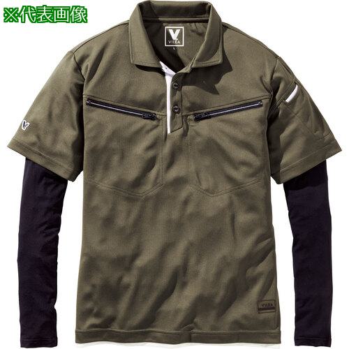 ■VILEA フェイクレイヤード半袖ポロシャツ 5L カーキ《3着入》〔品番:6065L38〕【6986437×3:0】[送料別途見積り][掲外取寄][店頭受取不可]