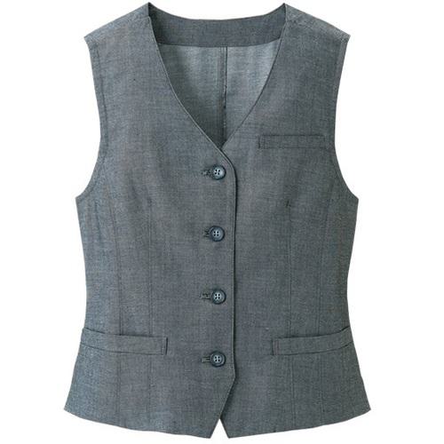 ■サンペックス ベスト レディース 襟なし 飲食店 ユニフォーム 制服 グレー 9〔品番:SVEL1302B309〕【6992460:0】[送料別途見積り][掲外取寄][店頭受取不可] 11,070円