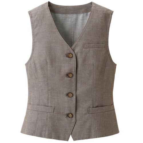■サンペックス ベスト レディース 襟なし 飲食店 ユニフォーム 制服 ブラウン 17〔品番:SVEL1302C317〕【6994025:0】[送料別途見積り][掲外取寄][店頭受取不可]｜ホームセンターバロー　店