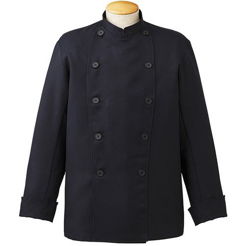 ■サンペックス コックコート 黒 調理服 飲食店 厨房 ユニフォーム ブラック S〔品番:AN1141S〕【6995653:0】[送料別途見積り][掲外取寄][店頭受取不可]