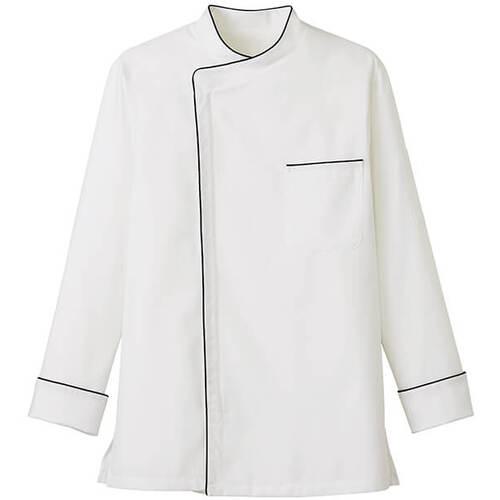 ■サンペックス 長袖 飲食店 ユニフォーム ショップコート ホール キッチン ホワイト×ブラック SS〔品番:ET6825SS〕【7003527:0】[送料別途見積り][掲外取寄][店頭受取不可] 7,763円