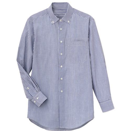 ■サンペックス シャツ 長袖 男女兼用 ユニフォーム ストライプ L〔品番:SBLU1917K6L〕【7003575:0】[送料別途見積り][掲外取寄][店頭受取不可]