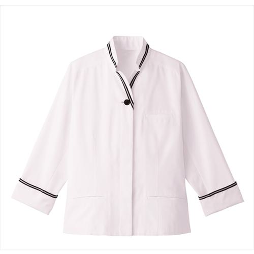 ■サンペックス 【女性用】長袖ショップコート ホワイト*ブラック 11〔品番:ET134311〕【7008286:0】[送料別途見積り][掲外取寄][店頭受取不可]