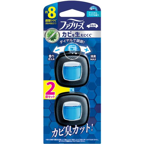 ■P&G 消臭芳香剤 ファブリーズ クルマ 消臭・芳香剤 クリスタルアクアの香り 2.5ml×2個《24S入》〔品番:440788〕【7036960×24:0】[送料別途見積り][掲外取寄][店頭受取不可]