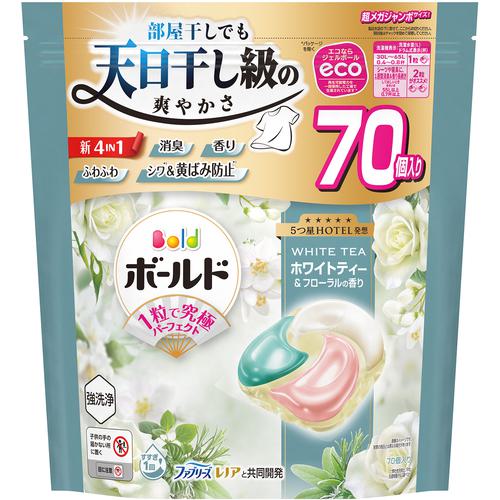■P&G ボールド 洗濯洗剤 ジェルボール 4in1 ホワイトティー&フローラルの香り 詰め替え 超メガジャンボ 70個《4Pk入》〔品番:440729〕【7038489×4:0】[送料別途見積り][掲外取寄][店頭受取不可]