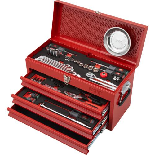 ■KTC 【2026SKSALE】 9.5sq.スタンダードセット[66点](3段3引出し)レッド (工具セット)〔品番:SK36626XR〕【7038509:0】[送料別途見積り][掲外取寄][店頭受取不可]