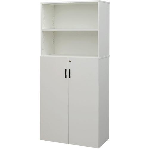 ■アールエフヤマカワ プラン木製シェルフ W800&times;H1850 ホワイトxホワイト 下部扉付き〔品番:RFPS8018WHKD〕【7051723:0】[法人・事業所限定][直送元][店頭受取不可]｜ホームセンターバロー　店