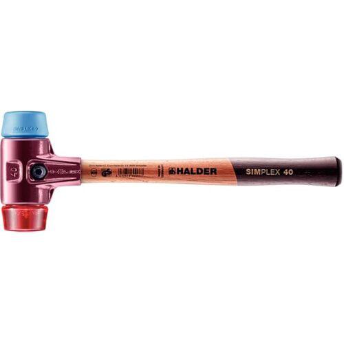 ■HALDER SIMPLEX プラスチックハンマー 鋳鉄ハウジング、木製ハンドル 径(40)mm TPEソフト(青)・プラスティック(赤)〔品番:3016.040〕【7058133:0】[送料別途見積り][掲外取寄][店頭受取不可]