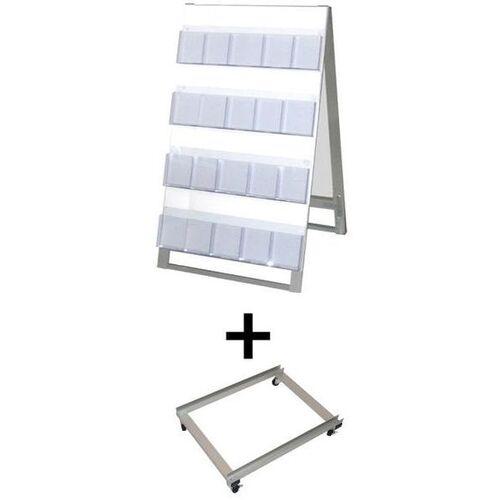 ■TOKISEI ディスプレイスタンド ケーススタンド看板 600幅4段両面 アームキャスターセット〔品番:CSK600X8RKSET〕【7061399:0】[送料別途見積り][法人・事業所限定][外直送][店頭受取不可]
