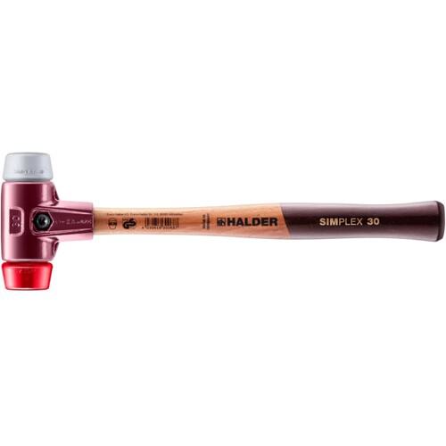 ■HALDER SIMPLEX プラスチックハンマー 鋳鉄ハウジング、木製ハンドル 径(30)mm TPEミディアム(グレー)・プラスティック(赤)〔品番:3036.030〕【7062098:0】[送料別途見積り][掲外取寄][店頭受取不可]