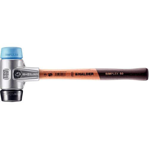 ■HALDER SIMPLEX プラスチックハンマー アルミハウジング、木製ハンドル 径(50)mm TPEソフト(青)・ゴム複合材(黒)〔品番:3112.050〕【7065294:0】[送料別途見積り][掲外取寄][店頭受取不可]