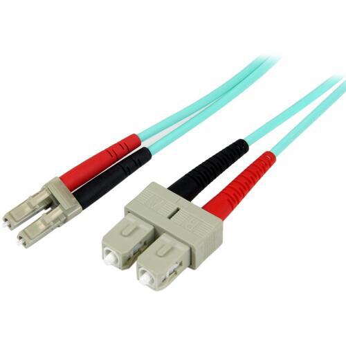 ■StarTech 光ファイバーケーブル/OM3マルチモード/10m/LC-SC/2芯/フルデュプレックス/LSZH/アクア/オプティカル〔品番:A50FBLCSC10〕【7085053:0】[法人・事業所限定][外直送元][店頭受取不可]
