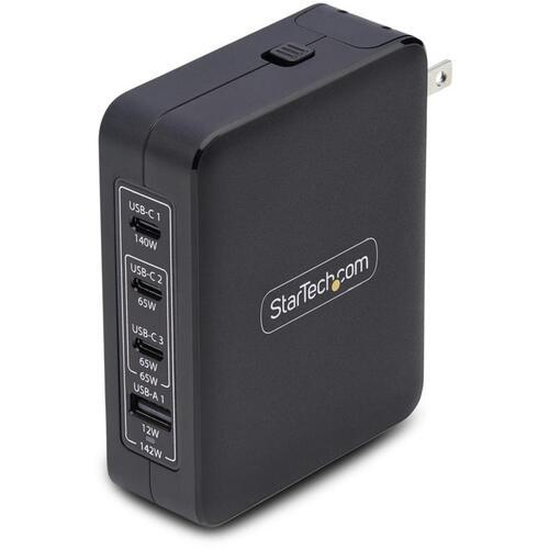 ■StarTech USB充電器/4ポート(3 USB-C +1 USB-A)/最大140W/PD 3.1/GaN/AC電源アダプター〔品番:3114GCUWALLCHARGER〕【7086570:0】[法人・事業所限定][直送元][店頭受取不可]