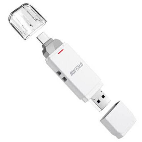 ■BUFFALO USB3.2(Gen2) Type-C/Aコネクター両対応 中低速帯 スティック 2.0TB ホワイト〔品番:SSDSD2.0U3WA〕【7087041:0】[送料別途見積り][掲外取寄][店頭受取不可]｜ホームセンターバロー　店