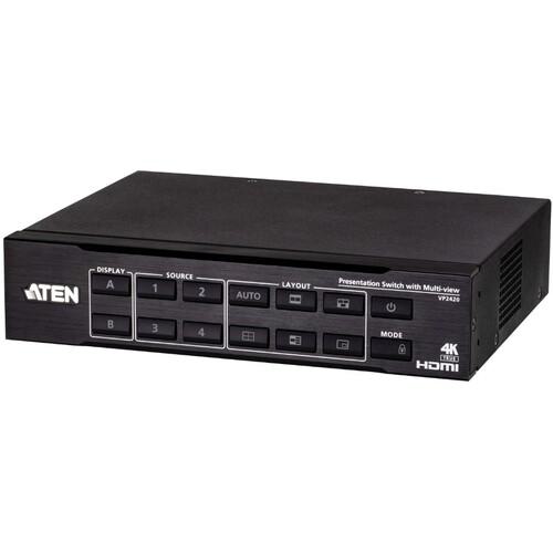 ■ATEN 4入力2出力 HDMIプレゼンスイッチャー〔品番:VP2420〕【7094842:0】[送料別途見積り][掲外取寄][店頭受取不可]
