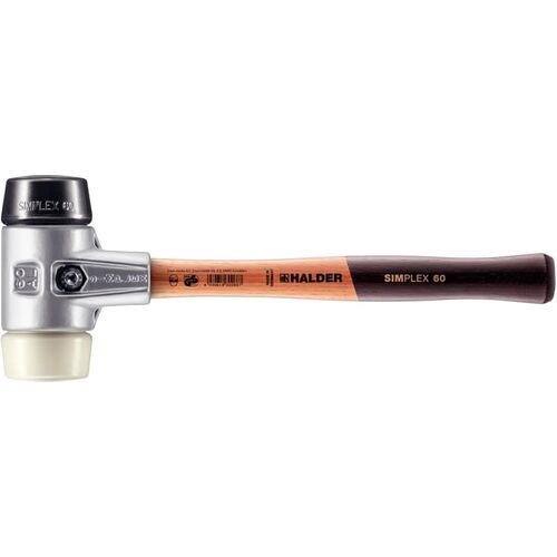 ■HALDER SIMPLEX プラスチックハンマー アルミハウジング、木製ハンドル 径(60)mm ゴム複合材(黒)・ナイロン(白)〔品番:3128.060〕【7113407:0】[送料別途見積り][掲外取寄][店頭受取不可]