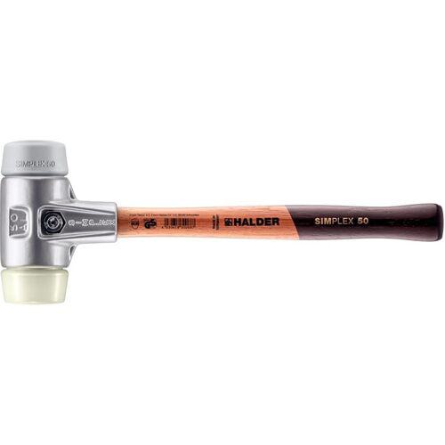 ■HALDER SIMPLEX プラスチックハンマー アルミハウジング、木製ハンドル 径(50)mm TPEミディアム(グレー)・ナイロン(白)〔品番:3138.050〕【7113428:0】[送料別途見積り][掲外取寄][店頭受取不可]