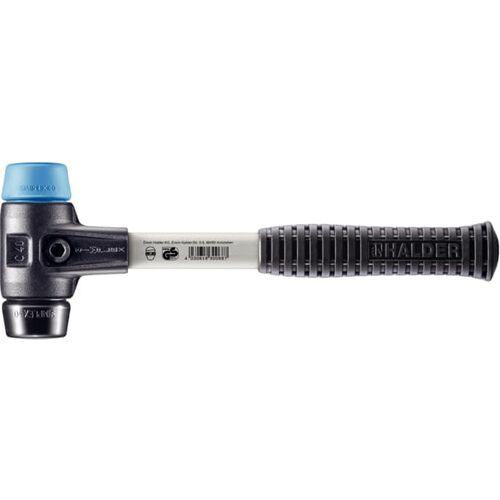 ■HALDER SIMPLEX プラスチックハンマー 強化型鋳鉄ハウジング、グラスファイバー製ハンドル 径(40)mm TPEソフト(青)・ゴム複合材(黒)〔品番:3712.040〕【7119733:0】[送料別途見積り][掲外取寄][店頭受取不可]