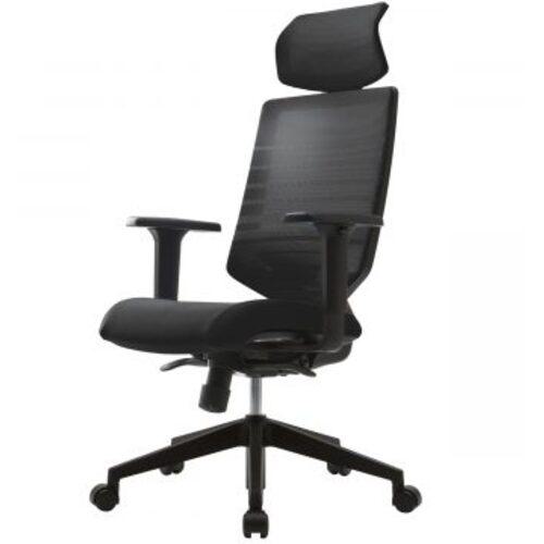 ■アールエフヤマカワ T30チェア 可動肘 ヘッドレスト付 ブラック 〔品番:FHTN302RF008〕【7139730:0】[法人・事業所限定][直送元][店頭受取不可]