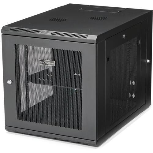 ■StarTech サーバーラック/壁掛型キャビネット/12U/4ポスト/取付奥行60cm/耐荷重90kg/ヒンジ付/ネットワーク機器用〔品番:RK1232WALHM〕【7159393:0】[送料別途見積り][法人・事業所限定][外直送][店頭受取不可]｜ホームセンターバロー　店