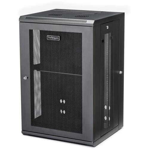 ■StarTech サーバーラック/壁掛型キャビネット/18U/4ポスト/取付奥行40cm/耐荷重90kg/ヒンジ付/ネットワーク機器用〔品番:RK1820WALHM〕【7159395:0】[送料別途見積り][法人・事業所限定][外直送][店頭受取不可]
