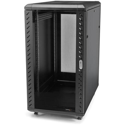 ■StarTech サーバーラック/キャビネット/22U/19インチ/取付奥行83cm/キャスター鍵付/ネットワークデータセンターラック〔品番:RK2236BKF〕【7159417:0】[送料別途見積り][法人・事業所限定][外直送][店頭受取不可]｜ホームセンターバロー　店