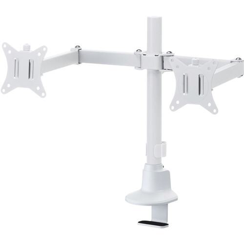 ■SANWA モニターアーム ディスプレイアーム 2画面左右 デュアルモニター 薄型クランプ 耐荷重各9kg 32インチまで対応 ホワイト〔品番:CRLAC216W〕【7162846:0】[法人・事業所限定][直送元][店頭受取不可]