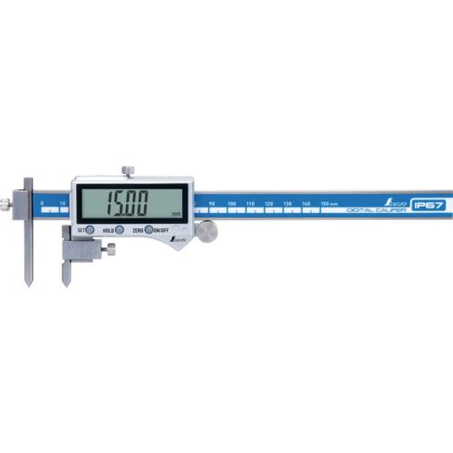■シンワ デジタルノギス 穴ピッチ測定Φ5.0 150mm 防塵防水〔品番:19832〕【7164379:0】[店頭受取不可]