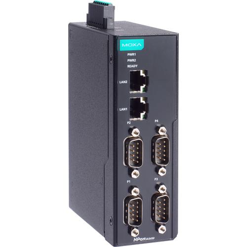 ■MOXA 産業オートメーション用DINレール4ポートシリアルデバイスサーバー(ワイド温度モデル)〔品番:NPORTIA5450G2T〕【7170176:0】[送料別途見積り][法人・事業所限定][掲外取寄][店頭受取不可]