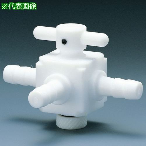 ■フロンケミカル フッ素樹脂(PTFE) 三方バルブホース口タイプ 12パイ〔品番:NR1401004〕【7353511:0】[送料別途見積り][掲外取寄][店頭受取不可]