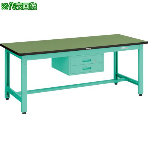 ■TRUSCO 中荷重作業台(800kg)GW型 1800X900XH740 2段引出付 グリーン色〔品番:GWS1890F2〕【7702001:0】[法人・事業所限定][直送元][店頭受取不可]