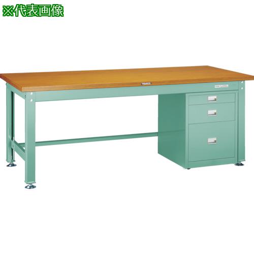 ■TRUSCO 中荷重作業台(2000kg)DW型 1800X900XH740 3段キャビネット付 グリーン色〔品番:SDW1809UDC111〕【7703422:0】[法人・事業所限定][直送元][店頭受取不可]