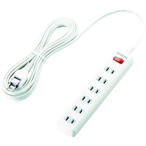 ■ELECOM オフィス用タップ 一括スイッチ付 雷ガードタップ 6個口 5m〔品番:TK3A2650WH〕【7730837:0】[店頭受取不可]