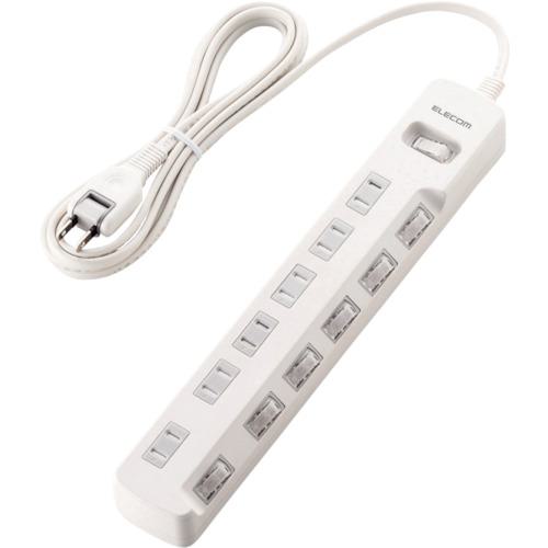 ■ELECOM オフィス用タップ 一括&個別スイッチ付 雷ガードタップ 6個口 2.5m 白〔品番:TK8A2625WH〕【7730900:0】[店頭受取不可]