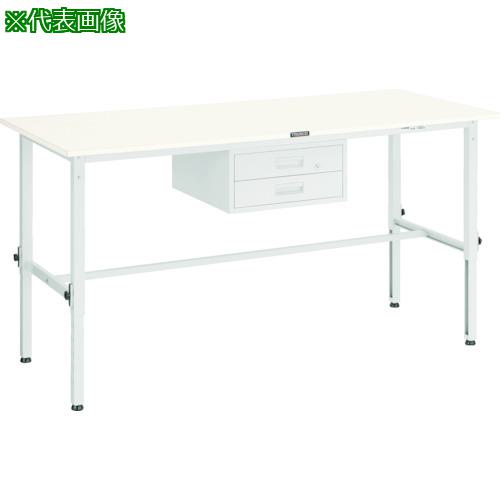 ■TRUSCO 軽荷重作業台高さ調節式(150kg)AEM型 1800X750XH650~950 2段引出付 グリーン色〔品番:AEM1800F2〕【7758294:0】[法人・事業所限定][直送元][店頭受取不可]｜ホームセンターバロー　店