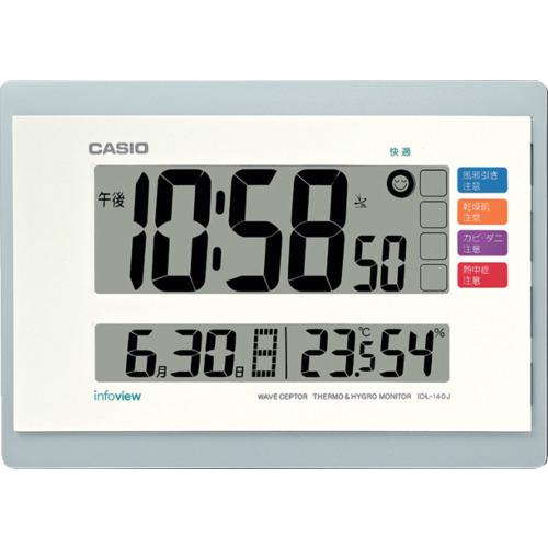 ■カシオ 電波置時計(温湿度日付曜日表示 白) 〔品番:IDL140J7JF〕【8036730:0】[店頭受取不可] 5,370円