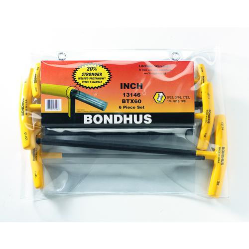 ■BONDHUS ボールポイント六角T-ハンドル インチ セット6本組(5/32-3/8) No.13146〔品番:BTX60〕【8107824:0】[送料別途見積り][掲外取寄][店頭受取不可]